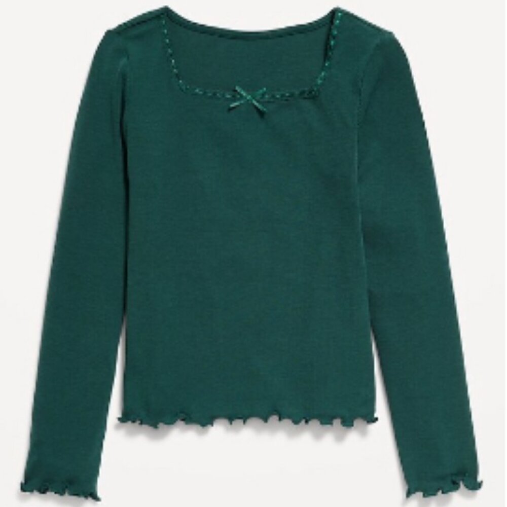 Old Navy Long-Sleeve Square-Neck Ribbon-Bow Top for Girls